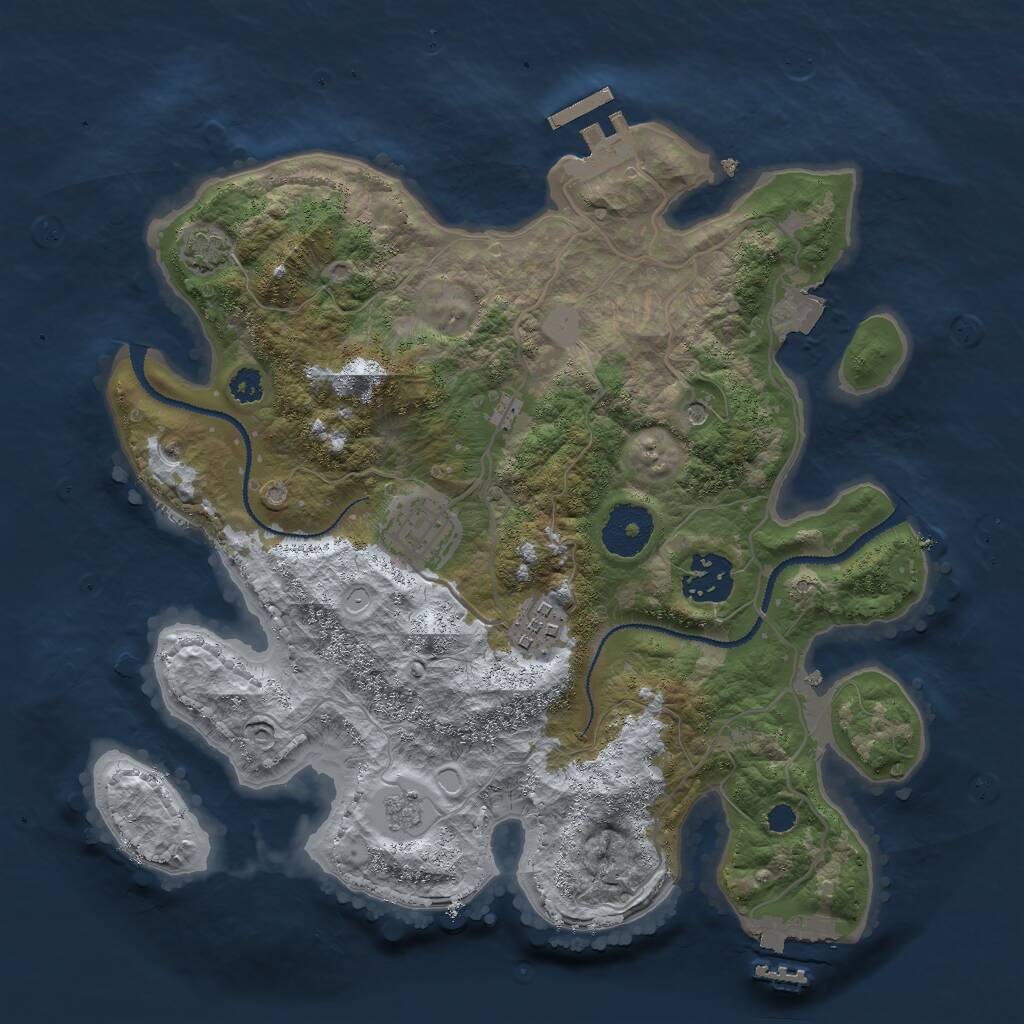 Rust Map: Procedural Map, Size: 3000, Seed: 641325, 9 Monuments