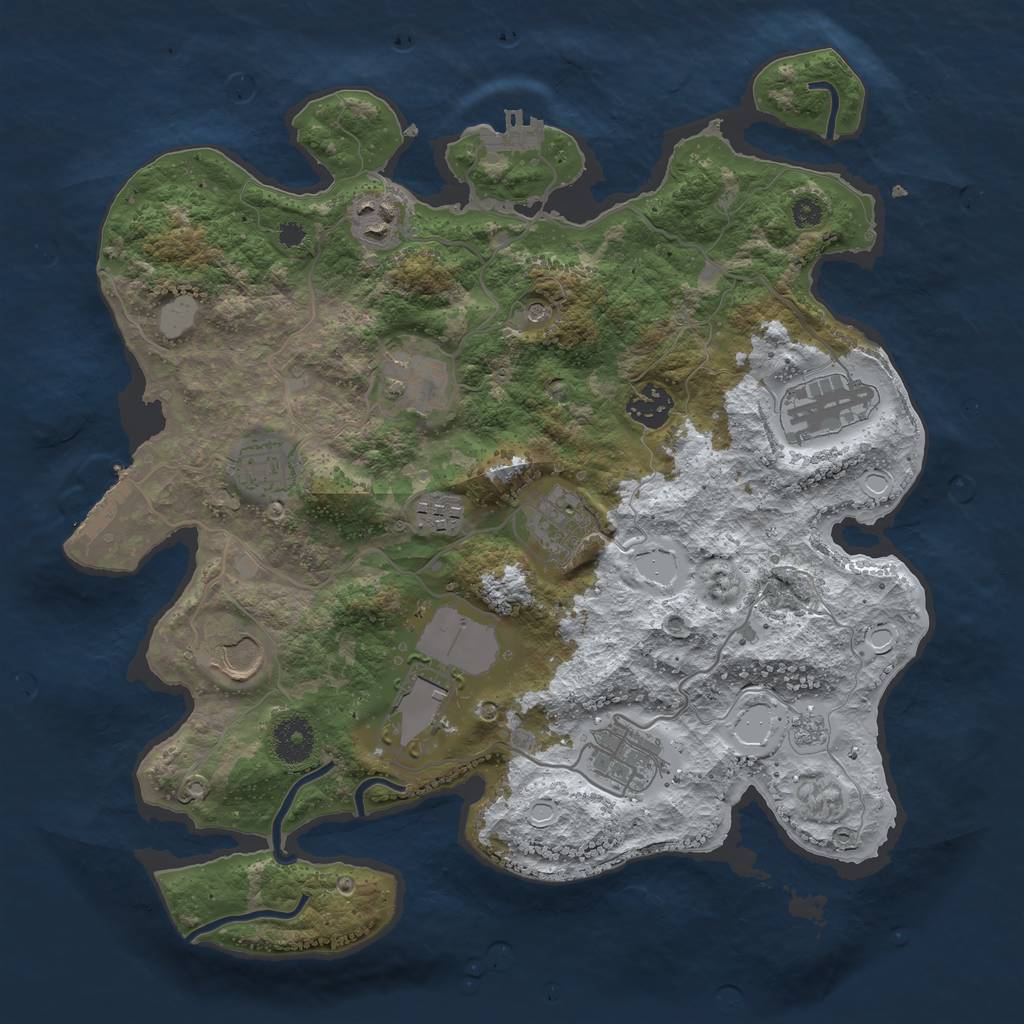 Rust Map: Procedural Map, Size: 3500, Seed: 12567211, 19 Monuments