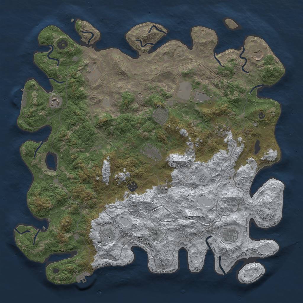 Rust Map: Procedural Map, Size: 4500, Seed: 129272282, 20 Monuments