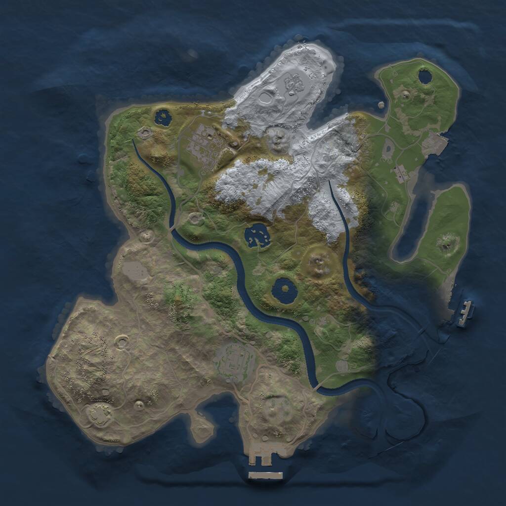 Rust Map: Procedural Map, Size: 3000, Seed: 1054179375, 8 Monuments