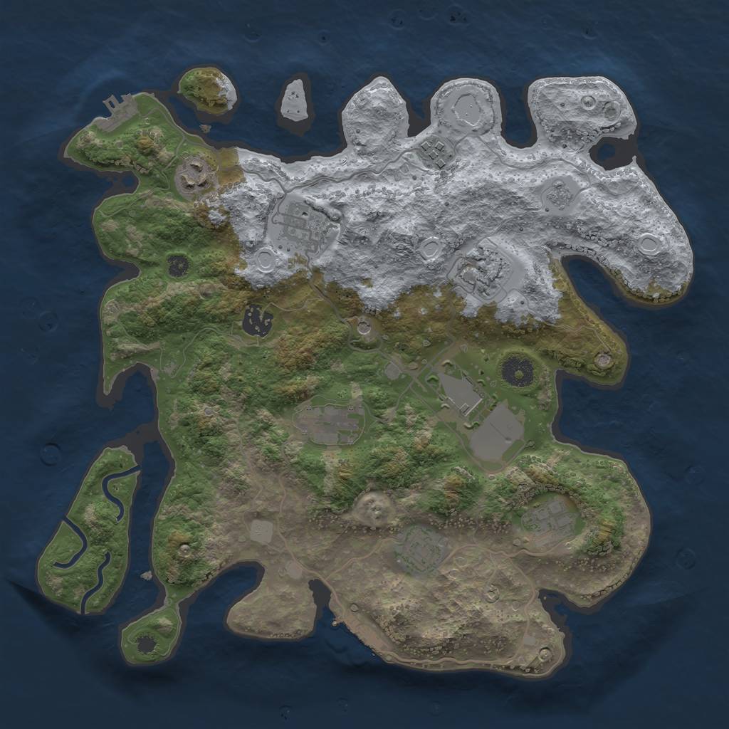 Rust Map: Procedural Map, Size: 3500, Seed: 1959358872, 18 Monuments