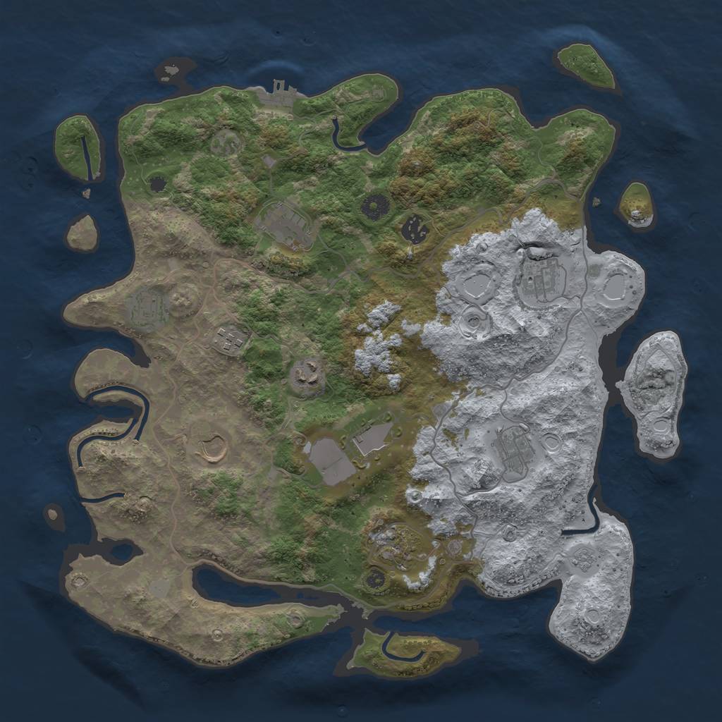 Rust Map: Procedural Map, Size: 4000, Seed: 723, 18 Monuments