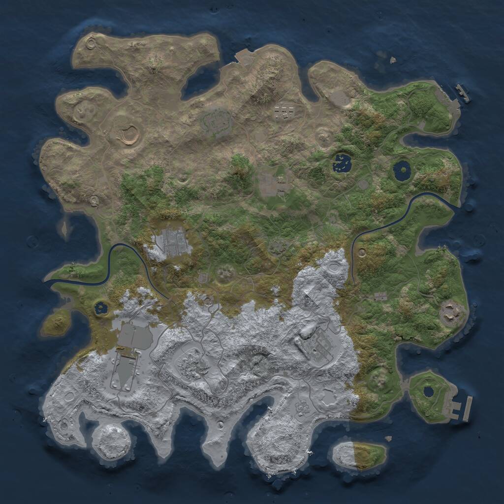 Rust Map: Procedural Map, Size: 3950, Seed: 67449711, 16 Monuments