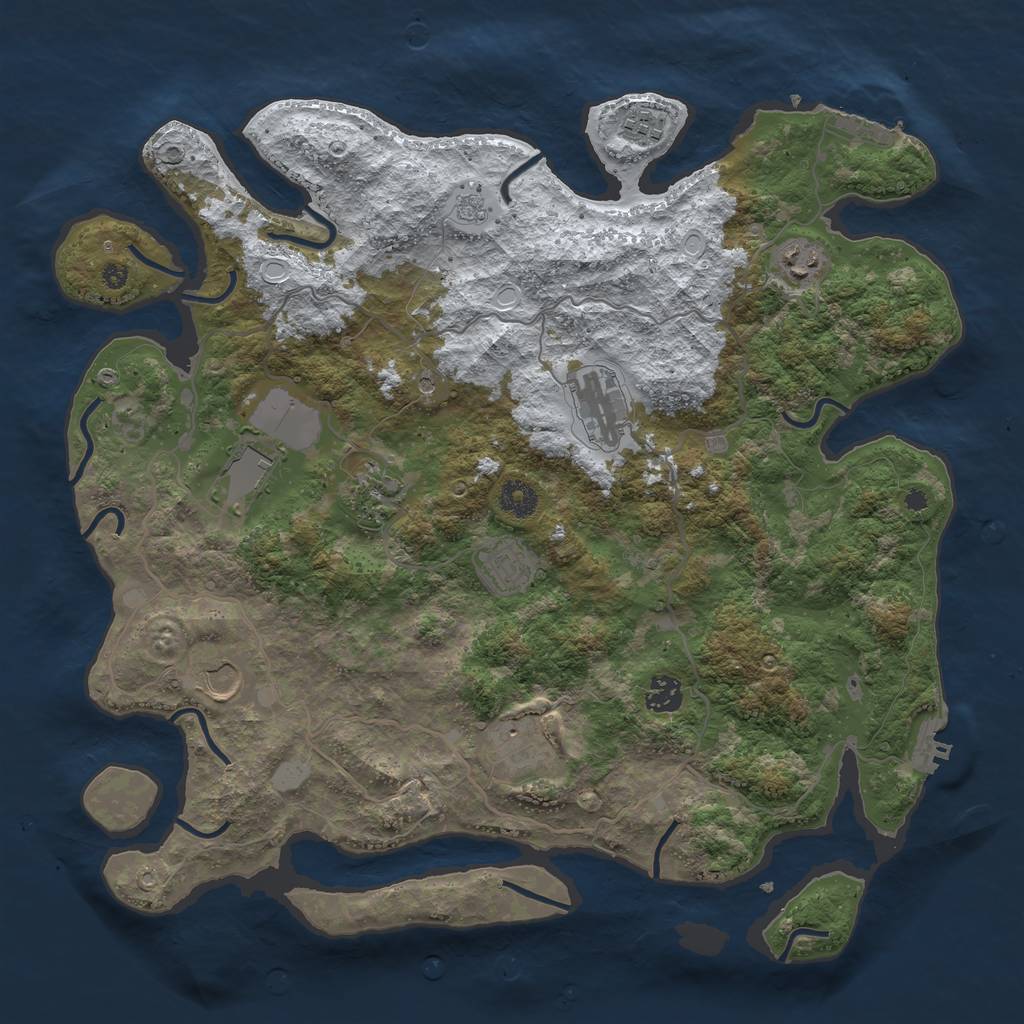 Rust Map: Procedural Map, Size: 4000, Seed: 324463, 18 Monuments