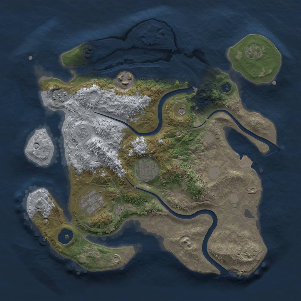 Rust Map: Procedural Map, Size: 3000, Seed: 44635, 8 Monuments