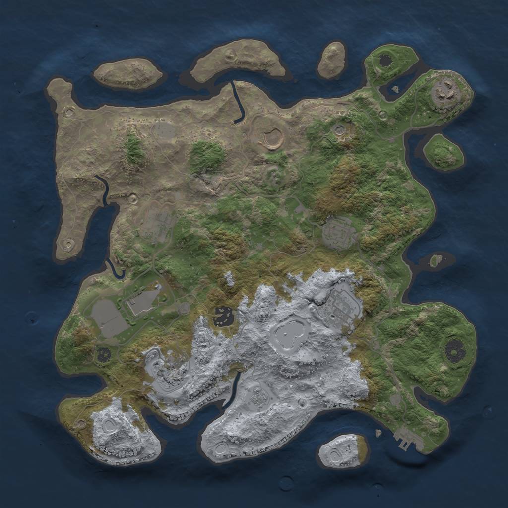 Rust Map: Procedural Map, Size: 3500, Seed: 4566, 16 Monuments