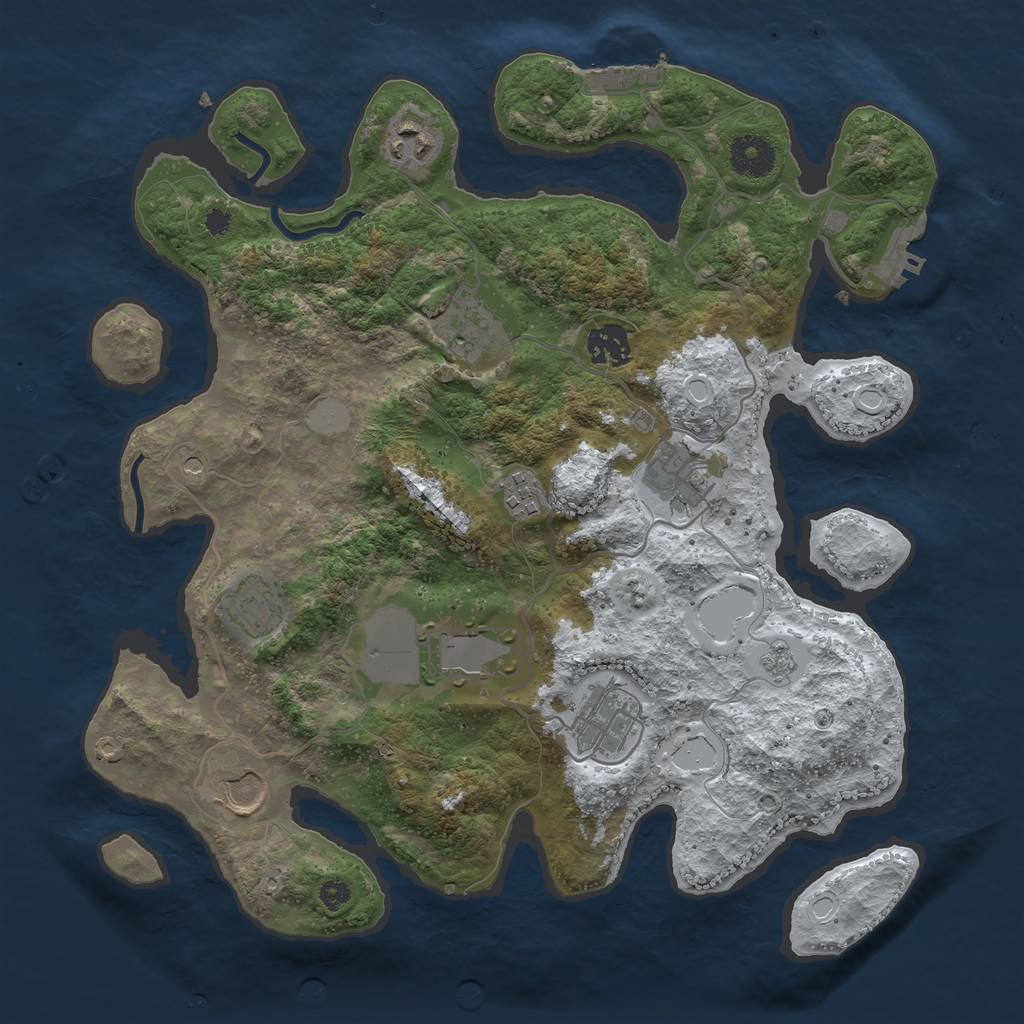 Rust Map: Procedural Map, Size: 3500, Seed: 1791072565, 18 Monuments