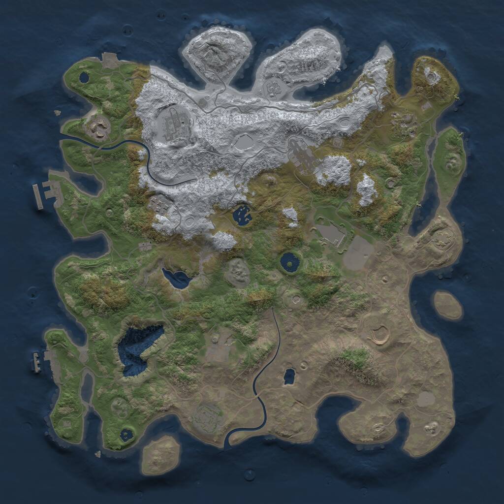 Rust Map: Procedural Map, Size: 4000, Seed: 696669, 16 Monuments