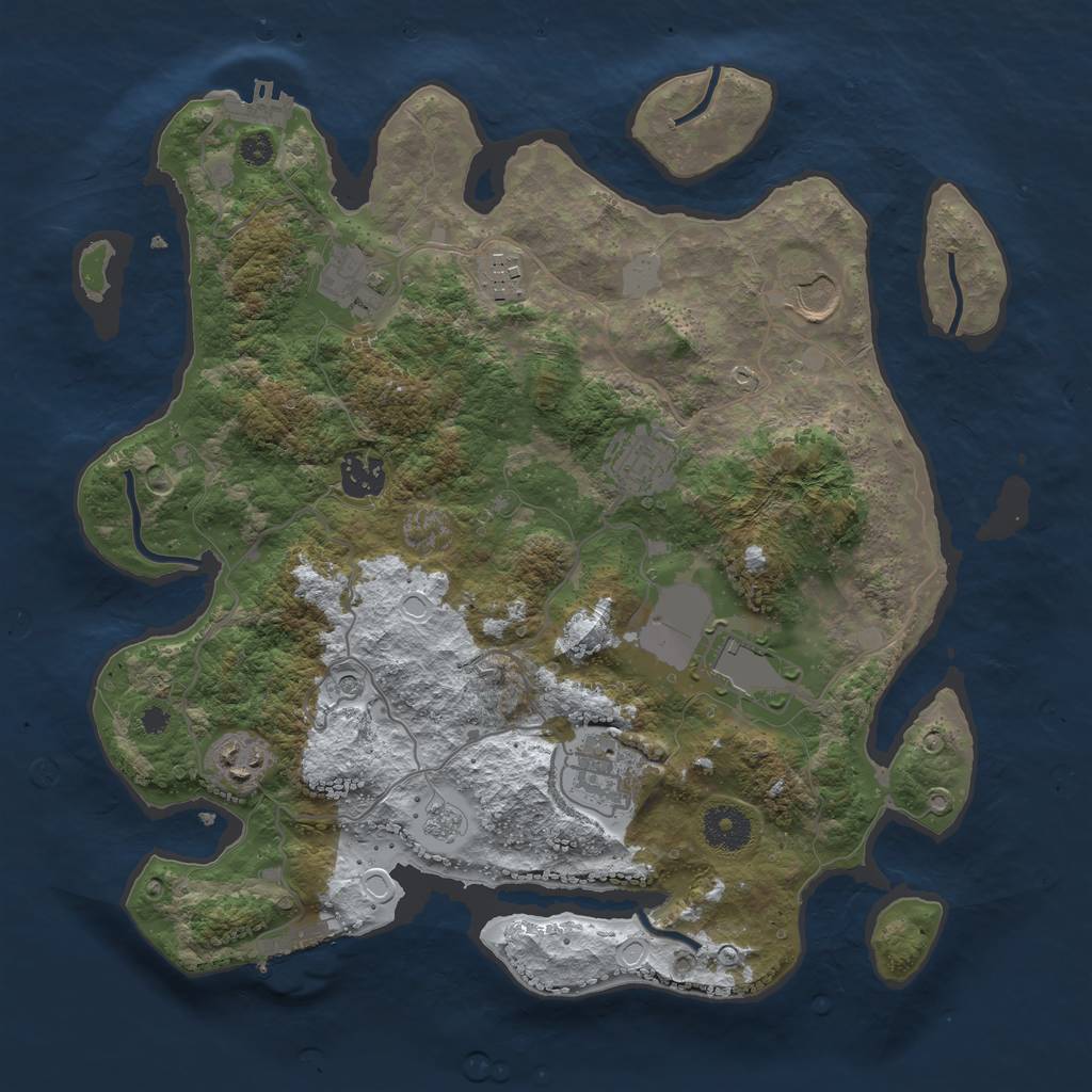 Rust Map: Procedural Map, Size: 3500, Seed: 158361285, 17 Monuments