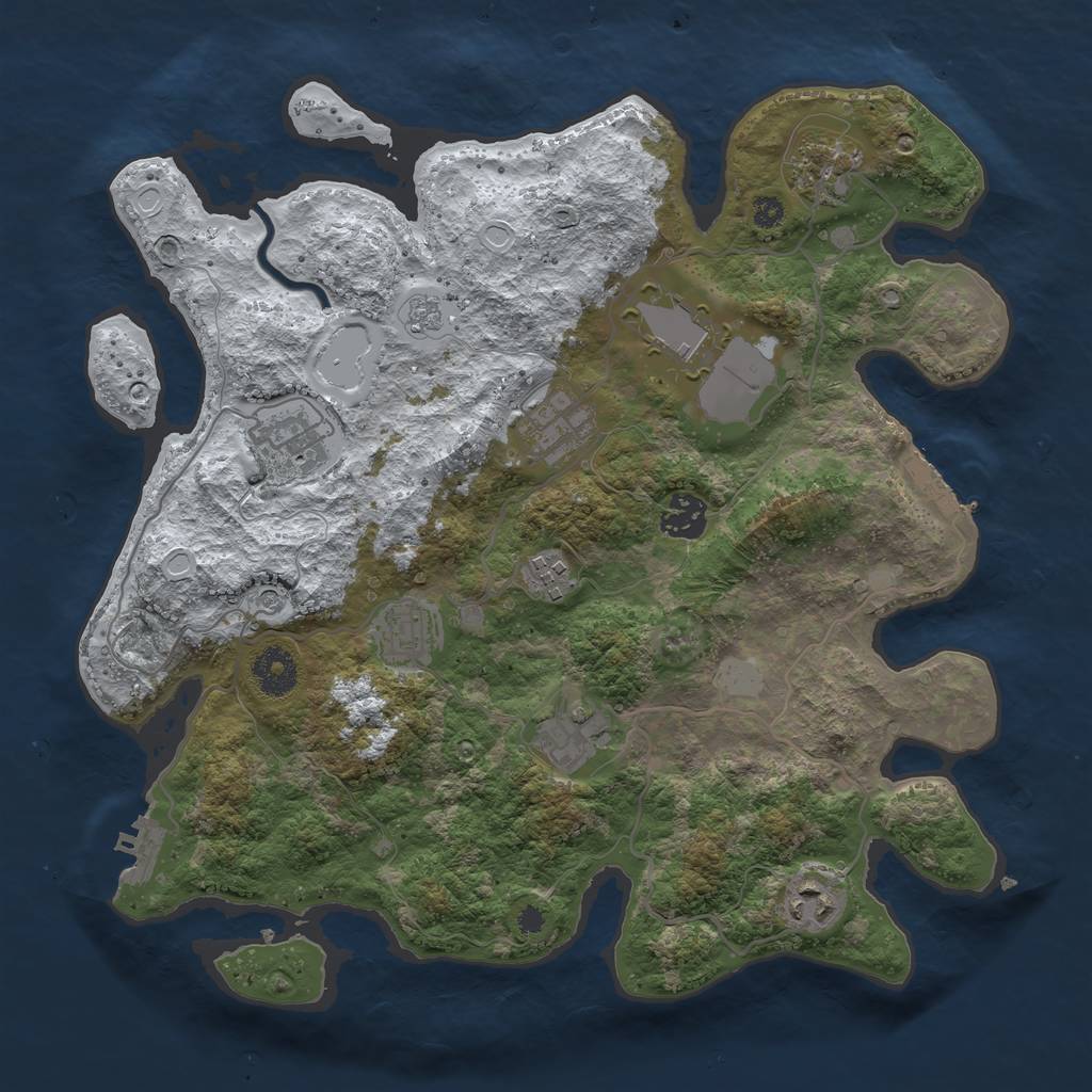 Rust Map: Procedural Map, Size: 3500, Seed: 1142575572, 18 Monuments