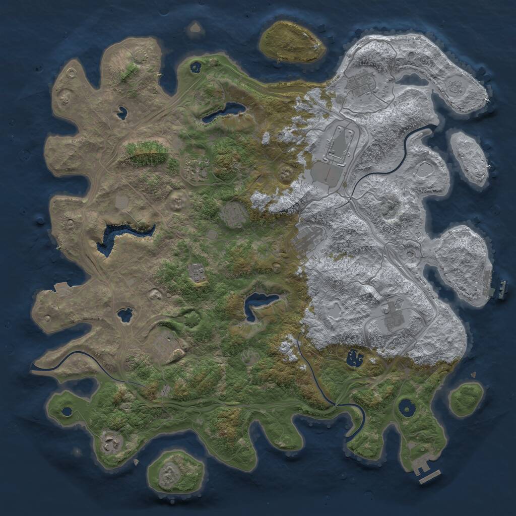 Rust Map: Procedural Map, Size: 4500, Seed: 999017, 16 Monuments