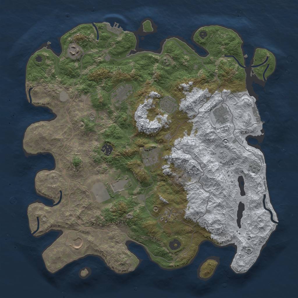 Rust Map: Procedural Map, Size: 4000, Seed: 32211, 19 Monuments