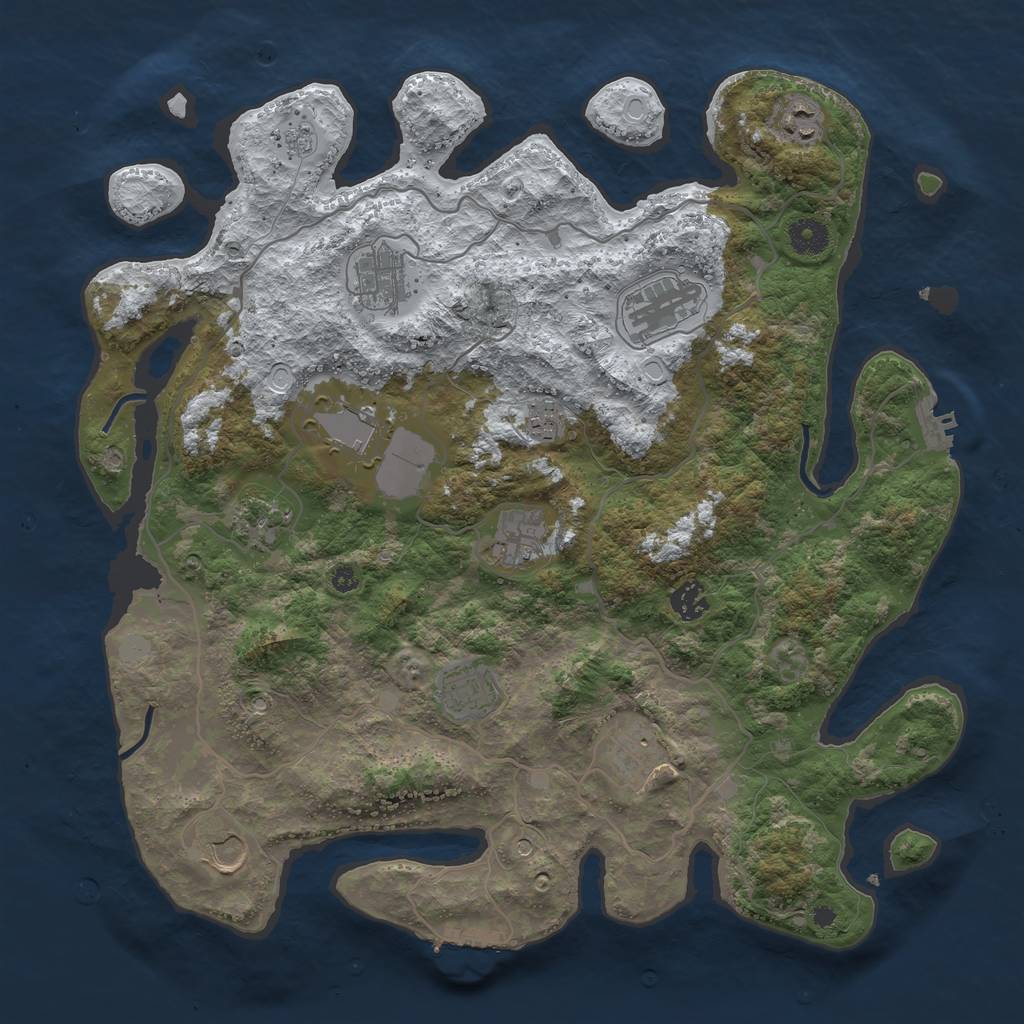 Rust Map: Procedural Map, Size: 4000, Seed: 334763, 20 Monuments