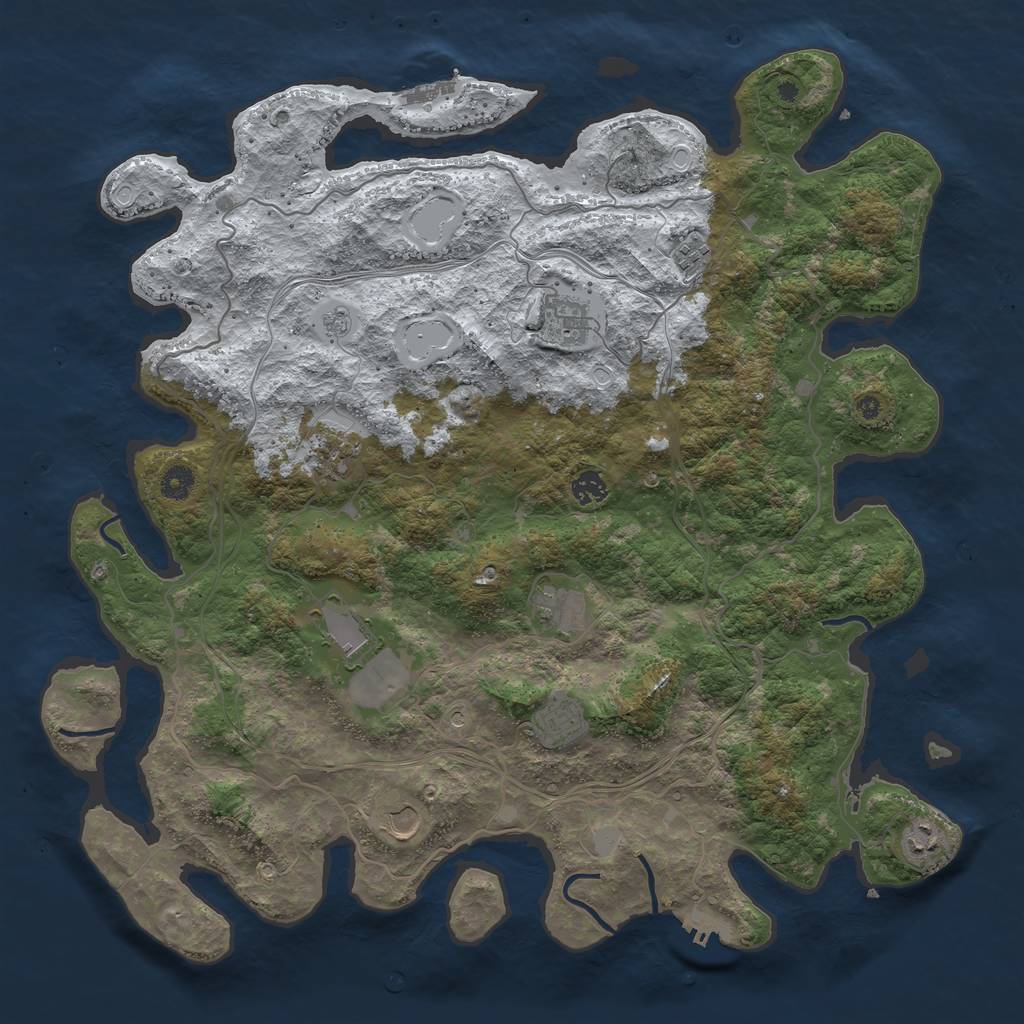 Rust Map: Procedural Map, Size: 4500, Seed: 1399249915, 18 Monuments