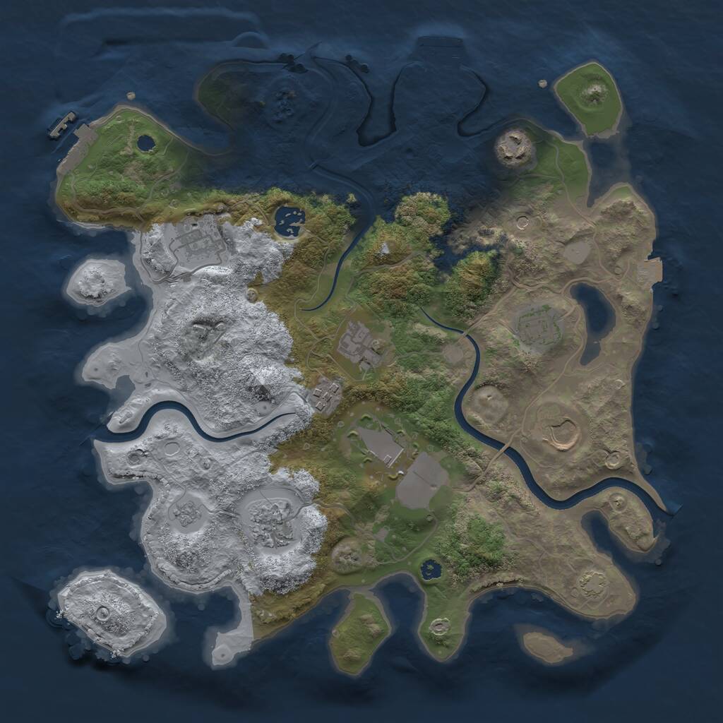Rust Map: Procedural Map, Size: 3500, Seed: 1551768694, 15 Monuments