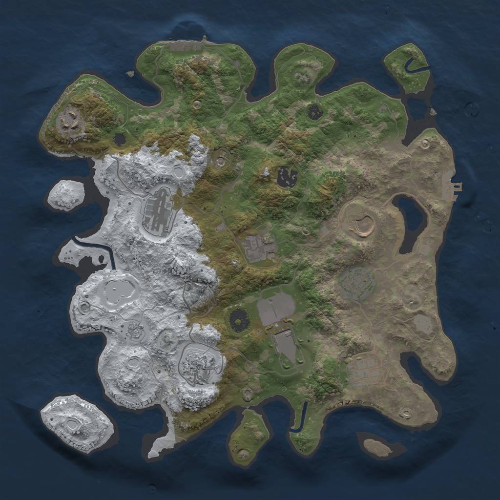 Rust Map: Procedural Map, Size: 3500, Seed: 1551768694, 18 Monuments