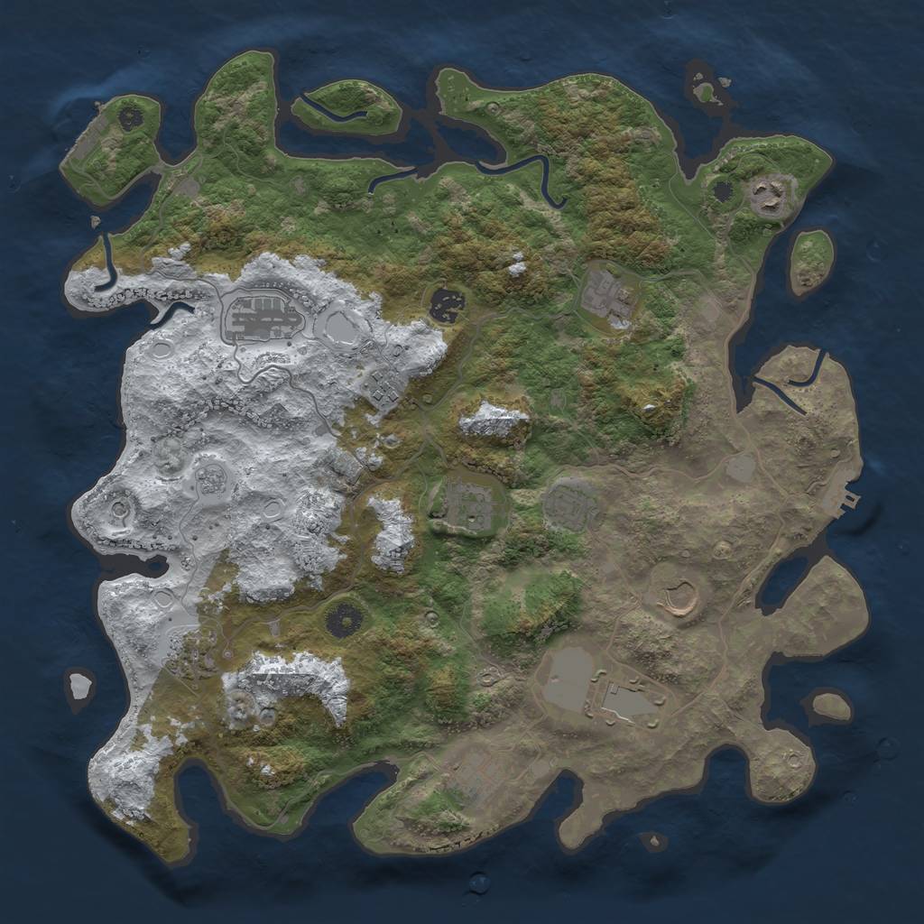 Rust Map: Procedural Map, Size: 3999, Seed: 3999, 20 Monuments