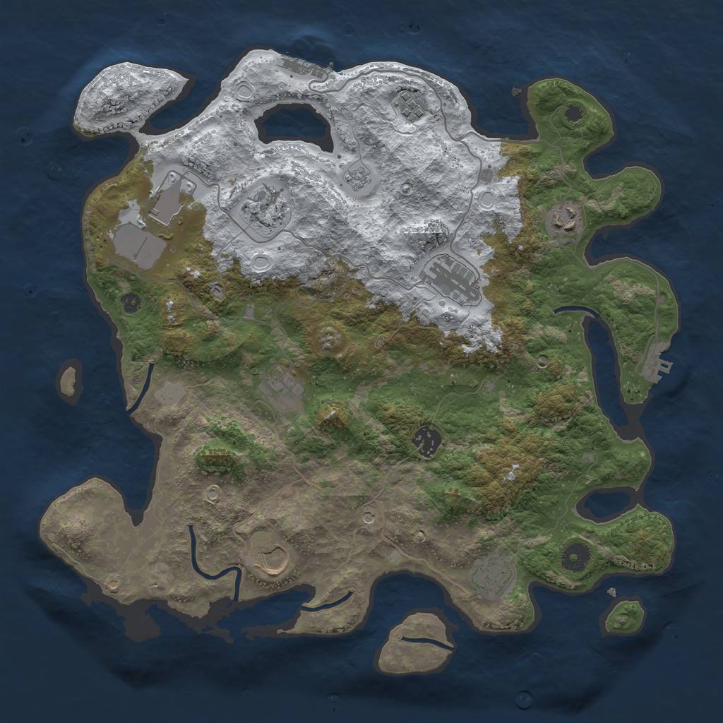 Rust Map: Procedural Map, Size: 3800, Seed: 1857327173, 18 Monuments