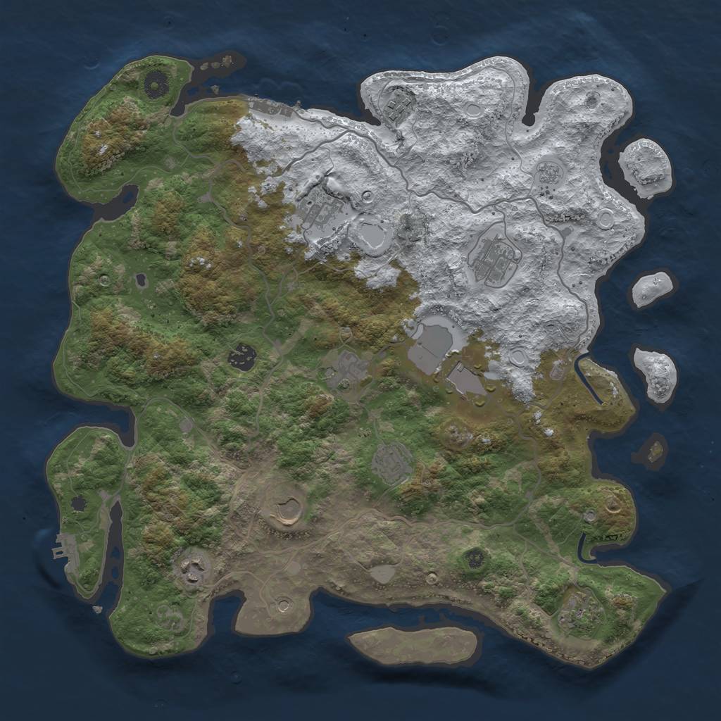 Rust Map: Procedural Map, Size: 4000, Seed: 1368328160, 19 Monuments