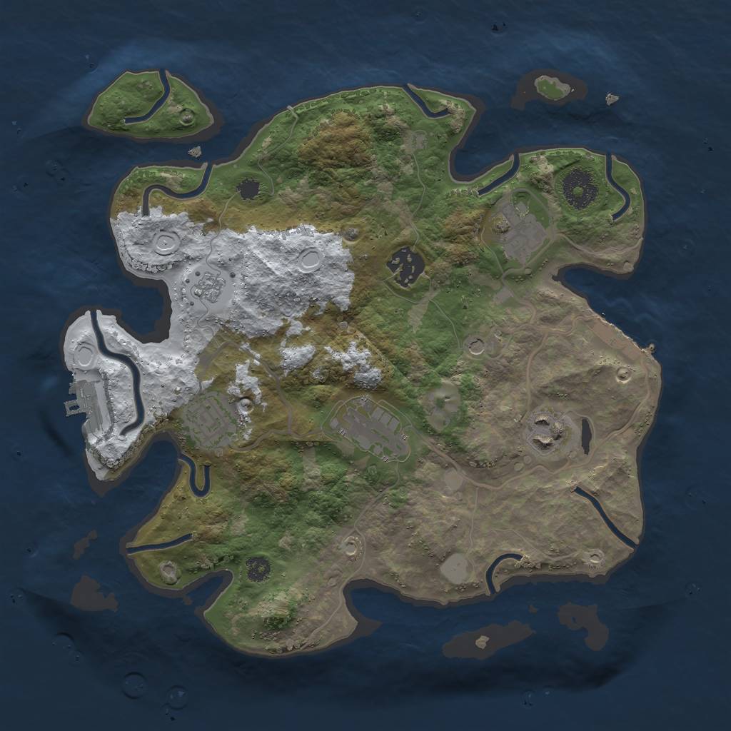 Rust Map: Procedural Map, Size: 3000, Seed: 1322133072, 14 Monuments