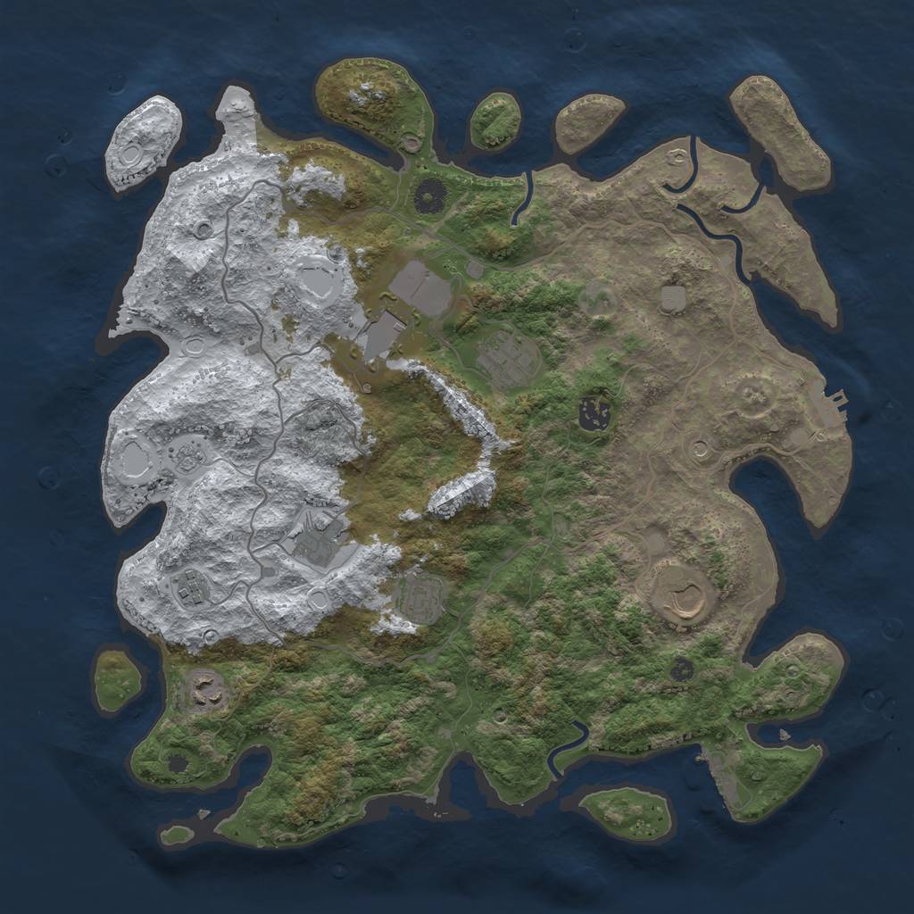 Rust Map: Procedural Map, Size: 4000, Seed: 1348610904, 17 Monuments