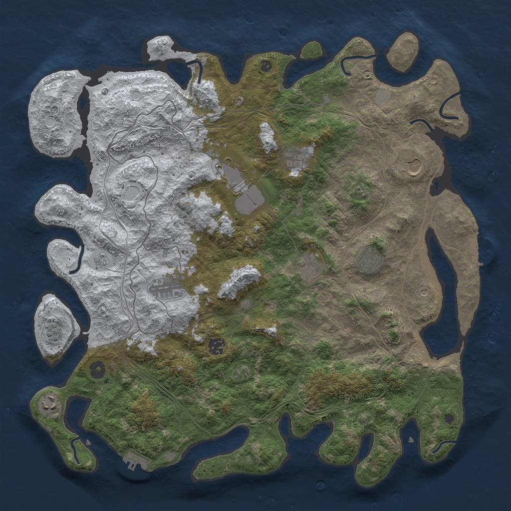 Rust Map: Procedural Map, Size: 4500, Seed: 232412, 18 Monuments