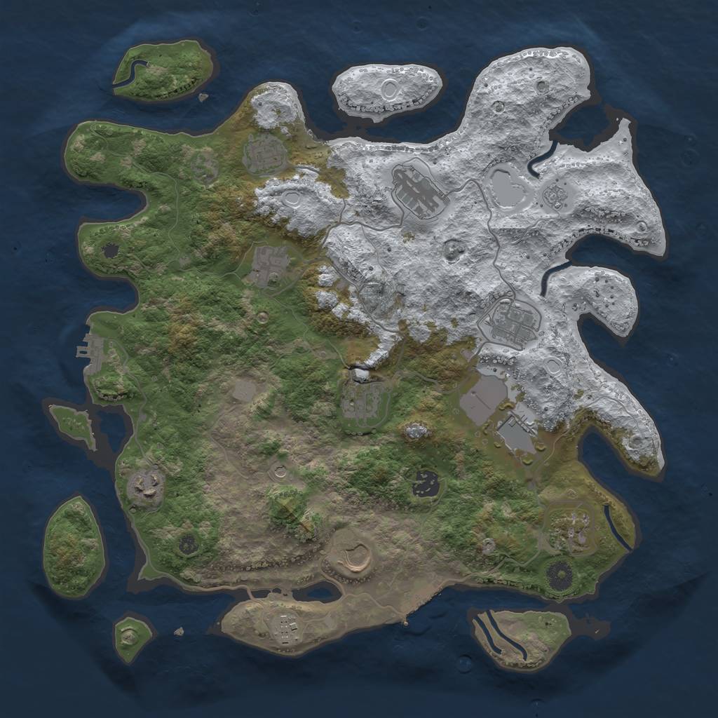 Rust Map: Procedural Map, Size: 3850, Seed: 914002295, 20 Monuments