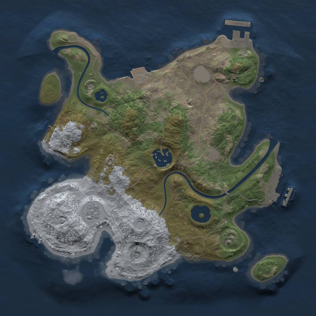 Rust Map: Procedural Map, Size: 2500, Seed: 743033374, 6 Monuments