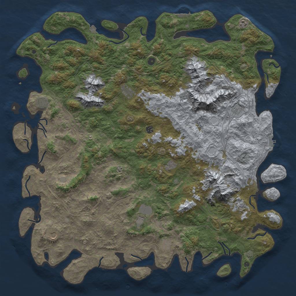 Rust Map: Procedural Map, Size: 6000, Seed: 4236622, 19 Monuments