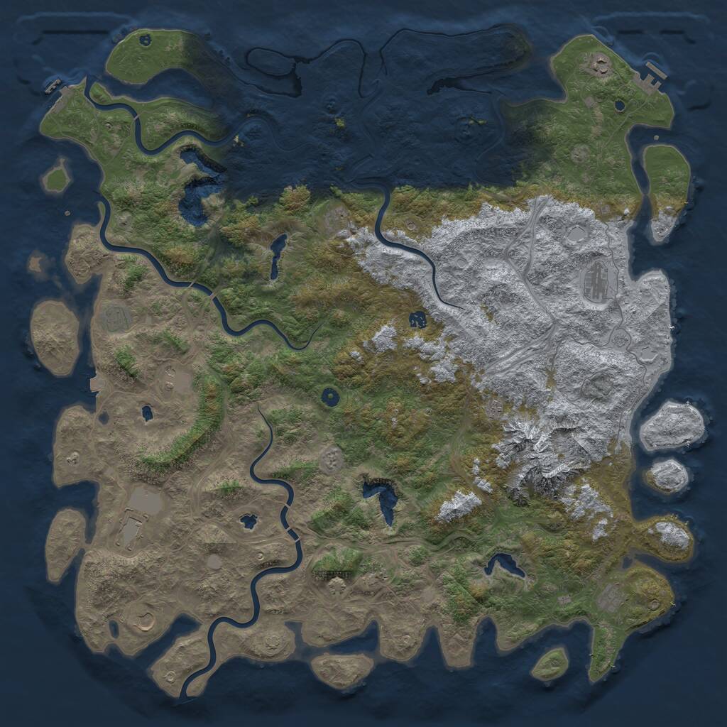 Rust Map: Procedural Map, Size: 6000, Seed: 4236622, 17 Monuments