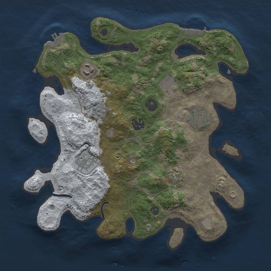 Rust Map: Procedural Map, Size: 3200, Seed: 683579627, 16 Monuments