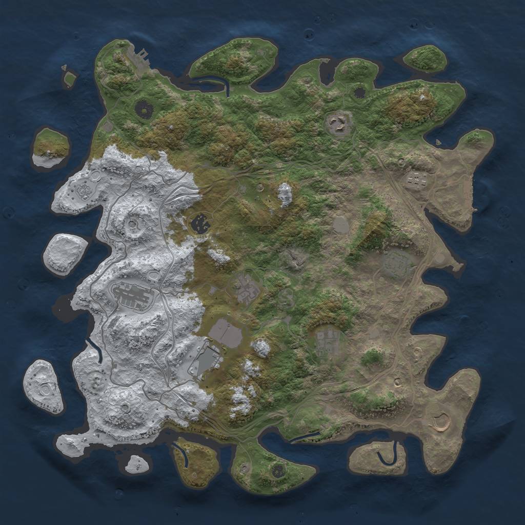 Rust Map: Procedural Map, Size: 4250, Seed: 7251454, 18 Monuments