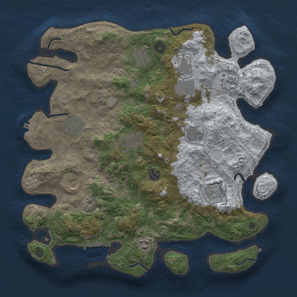 Rust Map: Procedural Map, Size: 3850, Seed: 2134443528, 20 Monuments