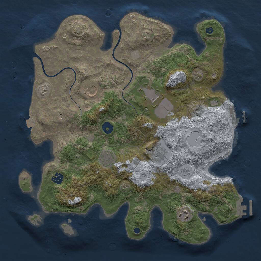 Rust Map: Procedural Map, Size: 3500, Seed: 1271493294, 12 Monuments