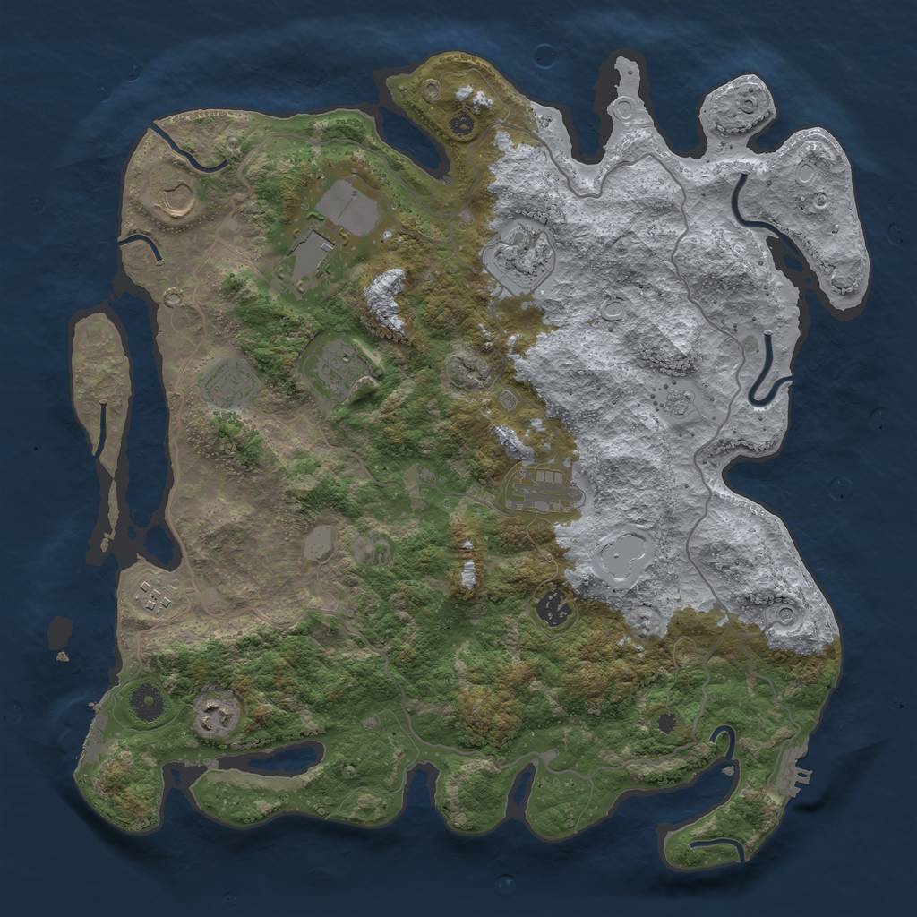 Rust Map: Procedural Map, Size: 4000, Seed: 9647851, 18 Monuments