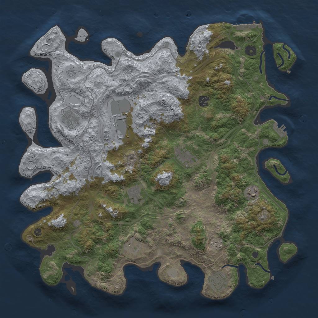Rust Map: Procedural Map, Size: 4250, Seed: 484163854, 18 Monuments