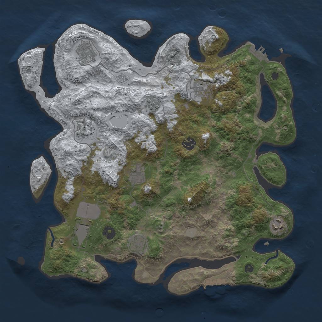 Rust Map: Procedural Map, Size: 3700, Seed: 685647756, 17 Monuments