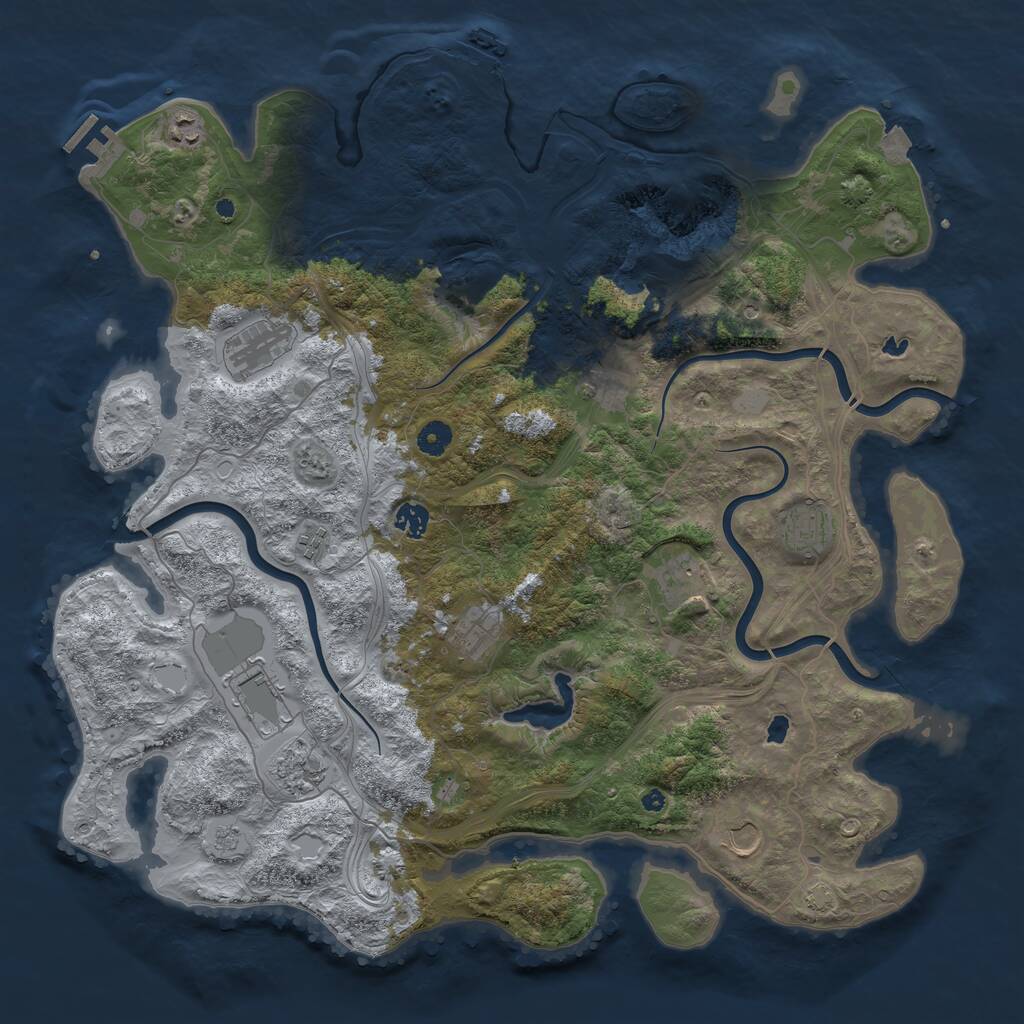 Rust Map: Procedural Map, Size: 4500, Seed: 370395621, 17 Monuments