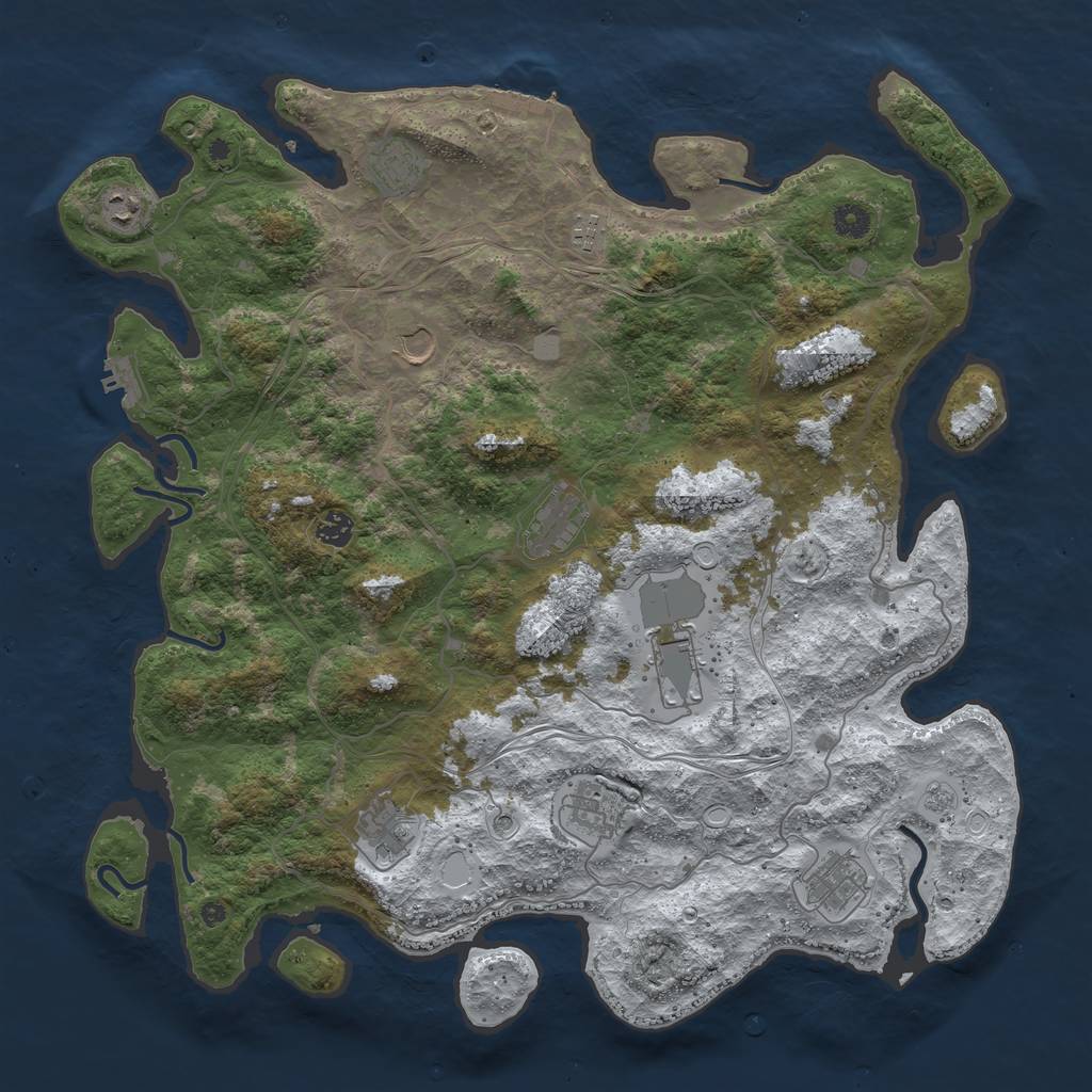 Rust Map: Procedural Map, Size: 4500, Seed: 3824273, 19 Monuments