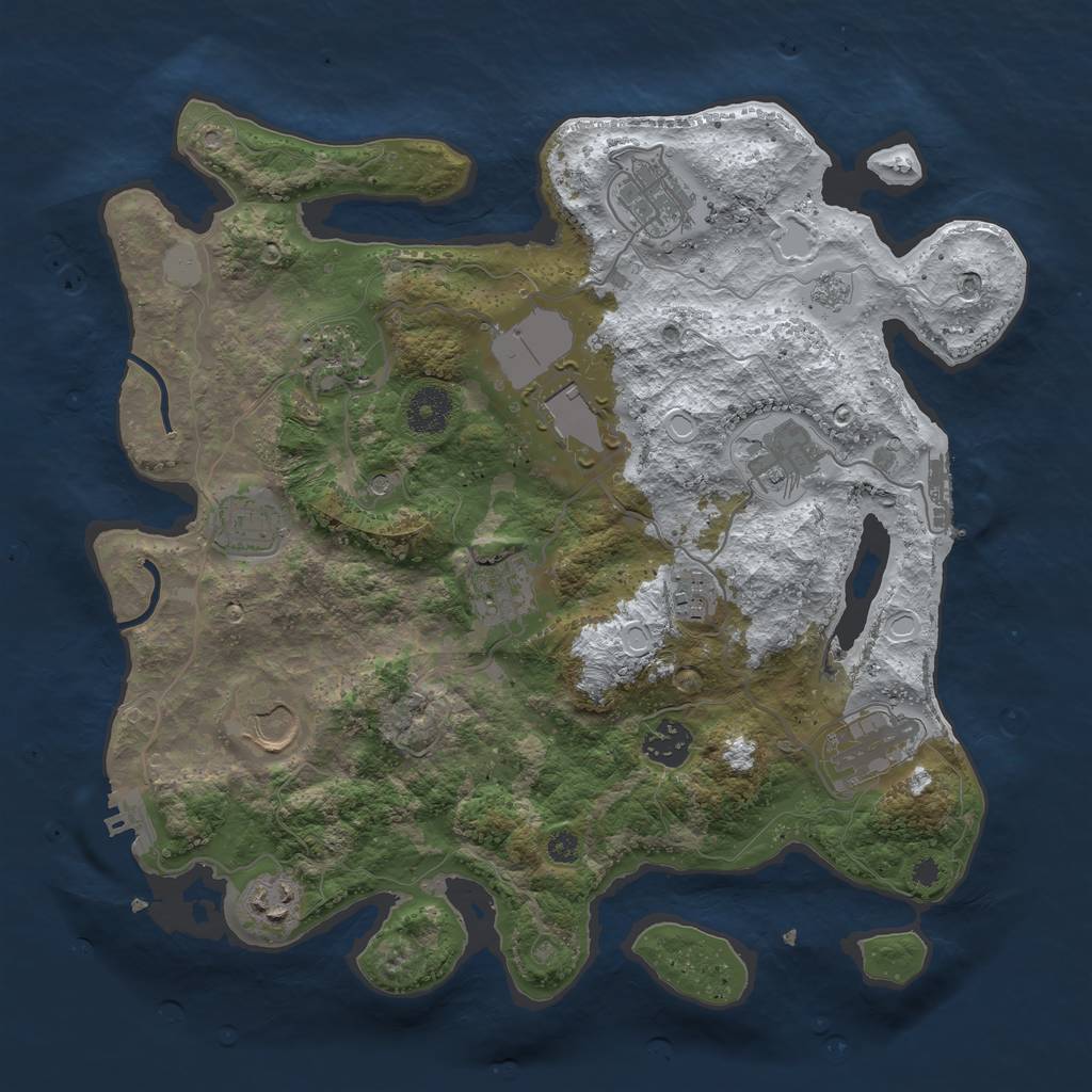 Rust Map: Procedural Map, Size: 3500, Seed: 56747340, 20 Monuments