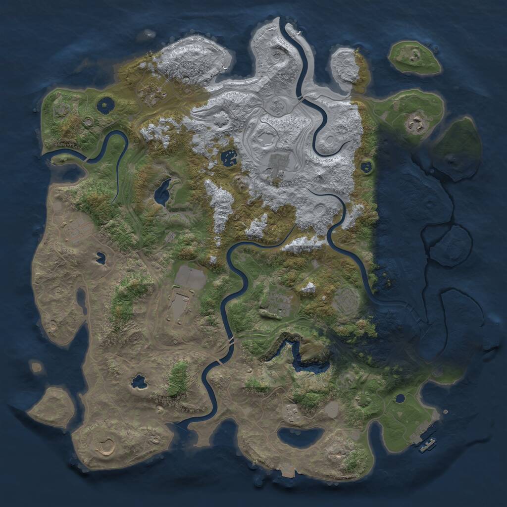 Rust Map: Procedural Map, Size: 4500, Seed: 701852207, 16 Monuments