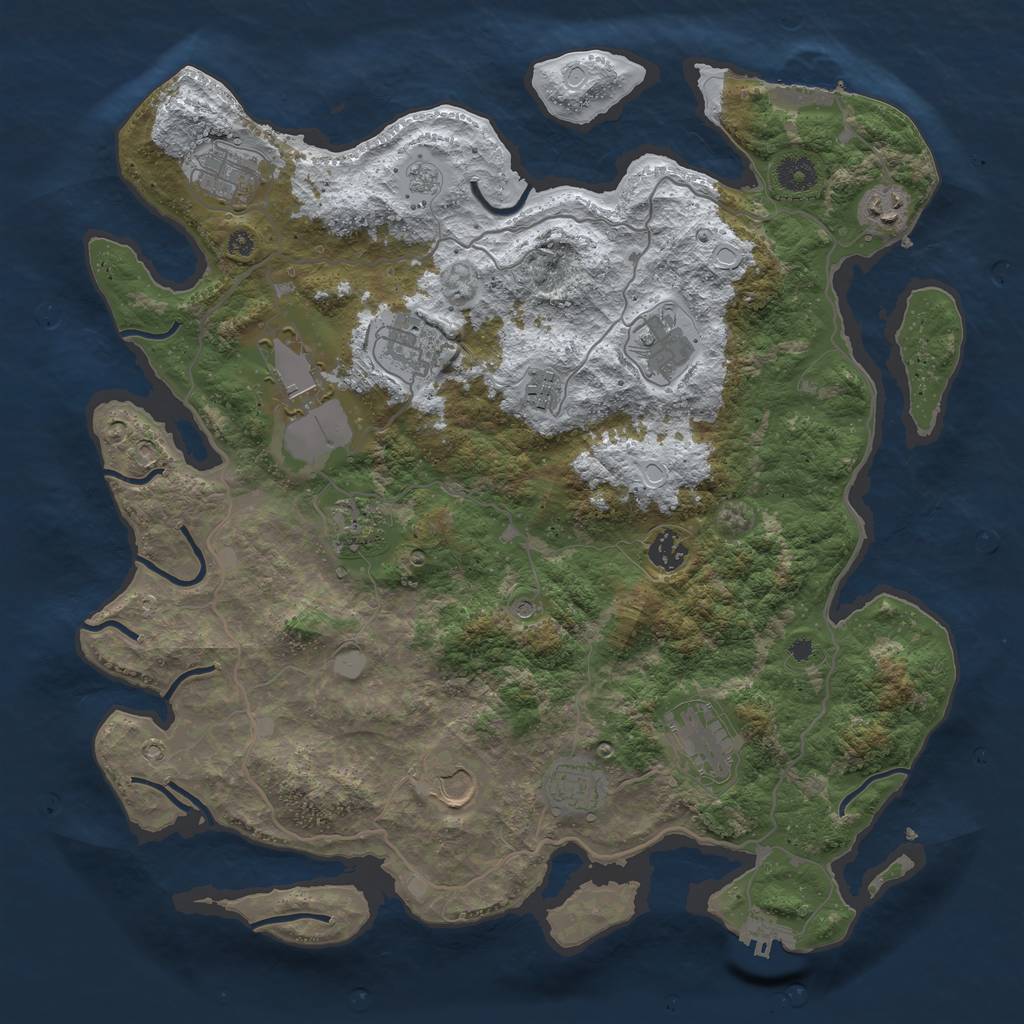 Rust Map: Procedural Map, Size: 4000, Seed: 2090581792, 20 Monuments