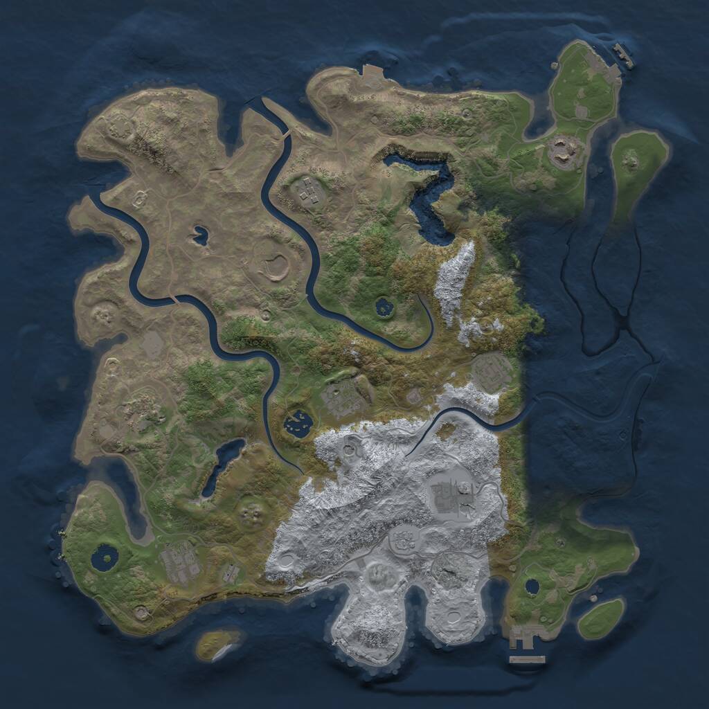 Rust Map: Procedural Map, Size: 4000, Seed: 128564, 15 Monuments