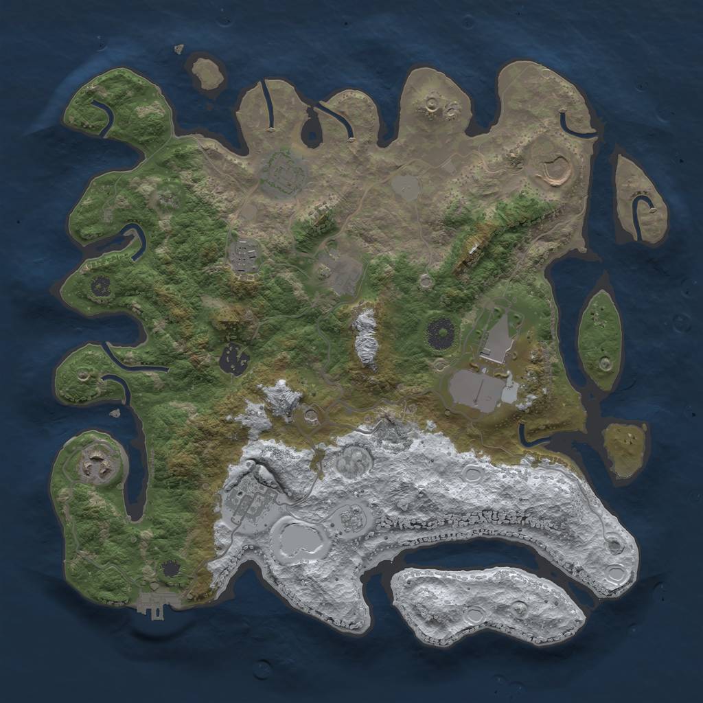 Rust Map: Procedural Map, Size: 3500, Seed: 1880, 16 Monuments