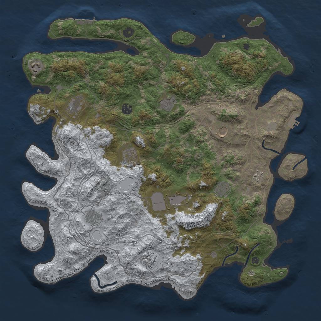 Rust Map: Procedural Map, Size: 4500, Seed: 48437, 20 Monuments