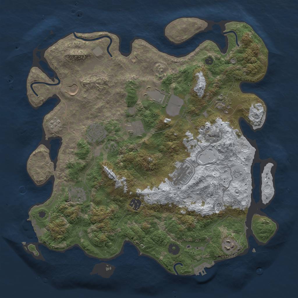 Rust Map: Procedural Map, Size: 3850, Seed: 1336501060, 19 Monuments