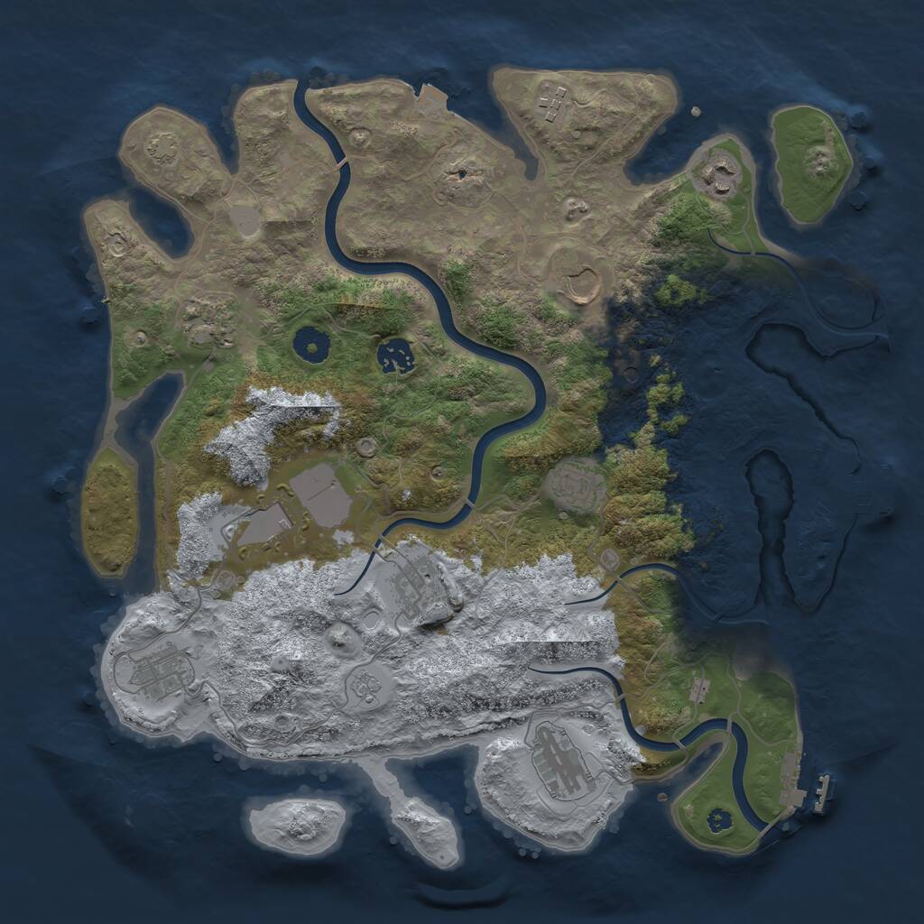 Rust Map: Procedural Map, Size: 3795, Seed: 369835, 16 Monuments