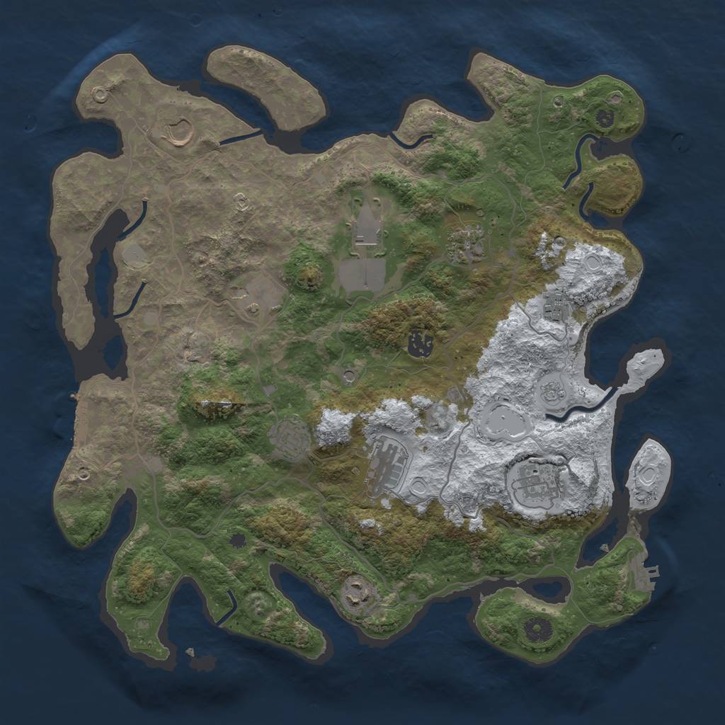 Rust Map: Procedural Map, Size: 4000, Seed: 625518, 19 Monuments