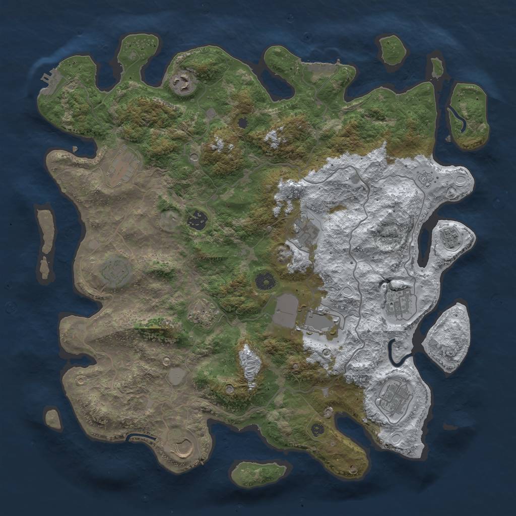 Rust Map: Procedural Map, Size: 4100, Seed: 192936796, 20 Monuments