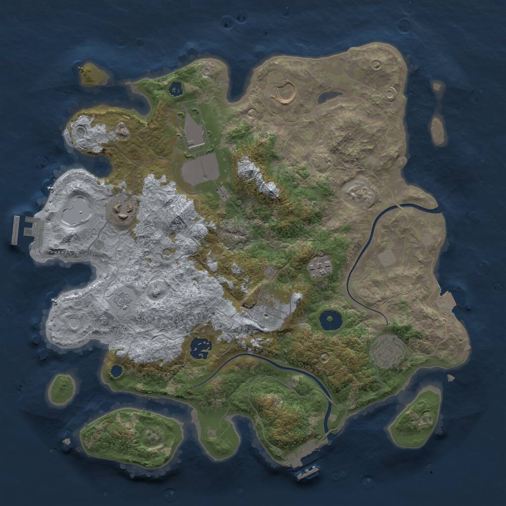 Rust Map: Procedural Map, Size: 3500, Seed: 554, 13 Monuments